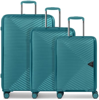March15 Trading Gotthard Edition 4 wielen Kofferset 3-delig - Harde bagage - TSA slot - aqua metallic