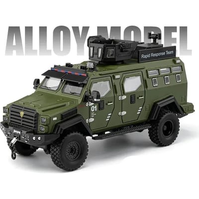 1:24 Legering Zwaard Getand Tijger Explosiebestendig Auto Model Diecast Politie Gepantserd Off-Road Voertuigen Auto Model Geluid Licht Kinder Speelgoed