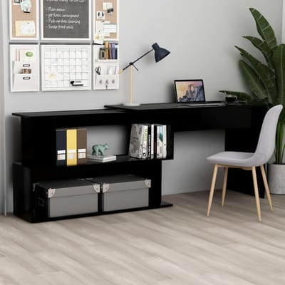 vidaXL - Hoekbureau - 200x50x76 - cm - bewerkt - hout - zwart
