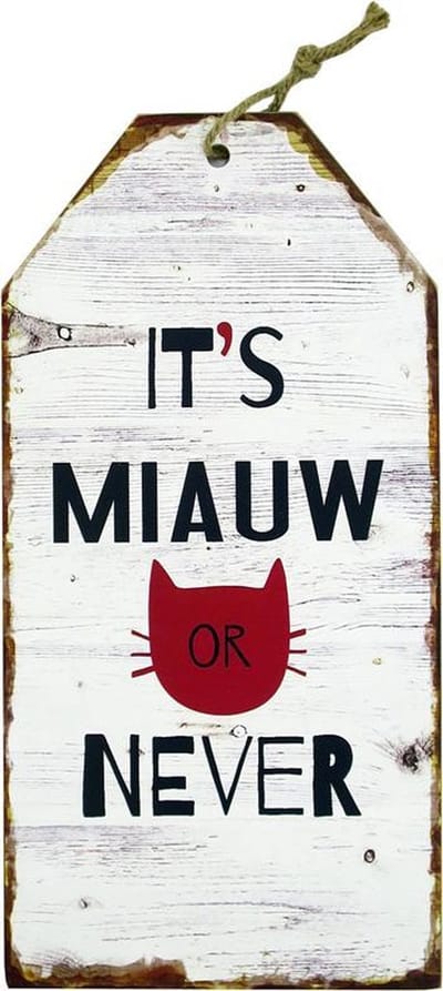 Lavandoux - Houten Tekstbord - 30x60 cm - Katten Wandbord