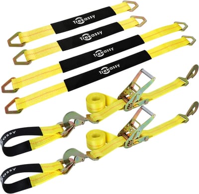 Sjorbanden Set - Auto Vastzetriemen - Voertuigtransport - Met Asbanden - 244 cm Lang - Zwart