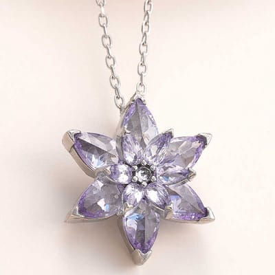 925 Sterling Zilveren Lotus Bloem Ketting – Lila – Handgemaakt – Spirituele Betekenis – Cadeau voor Vrouwen