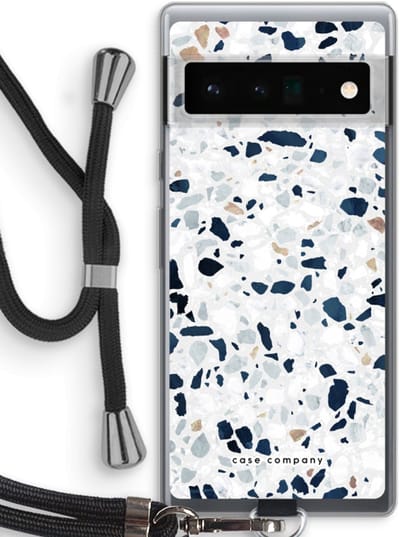 Case Company® - Hoesje met koord geschikt voor Google Pixel 6 Pro hoesje met Koord - Terrazzo N°1 - Telefoonhoesje met Zwart Koord - Bescherming aan alle Kanten en Over de Schermrand