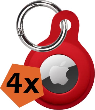 Hoesje Geschikt voor Apple AirTag Sleutelhanger Hoes Siliconen Hoesje - Siliconen Hoesje Geschikt voor Apple AirTag-Sleutelhanger Hoesje - Donkerrood - 4 PACK