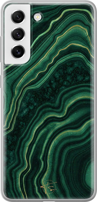Hoesje geschikt voor Samsung Galaxy S21 FE - Agate groen - Soft Case - TPU - Marmer - Groen - Mooie Telefoonhoesjes