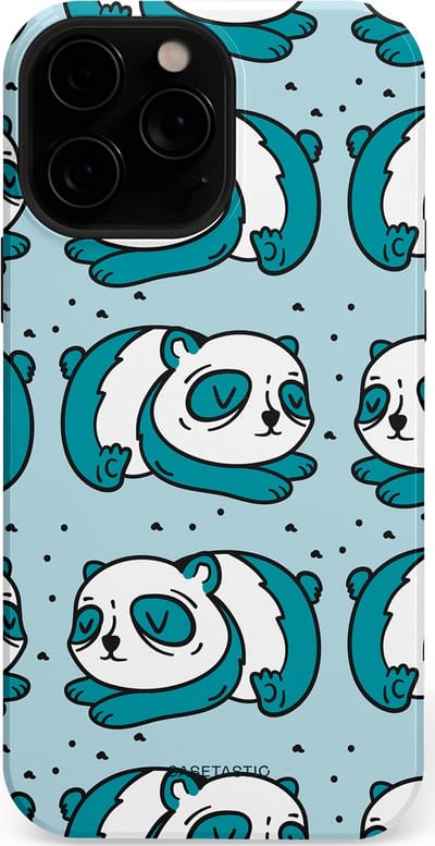 Casetastic hoesje geschikt voor Apple iPhone 13 Pro Max - MagSafe - Dubbellaagse bescherming - Panda dromen - Fashion Case - Lichtgrijs Petrol Wit