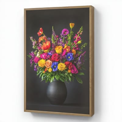 Wandlamp 70x100 cm - Oplaadbaar - Felgekleurd - Bloemen - Vaas - Wandlampen binnen woonkamer - Slaapkamer lamp - Decoratieve nachtlamp - Vloerlamp draadloos
