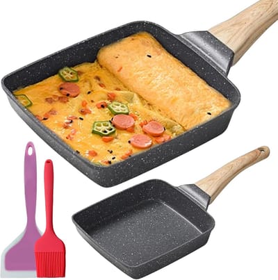 Omelet Pan - Koekenpan - Japanse Omeletten Maken - Antiaanbak Coating - 18 x 15 cm - Zwart