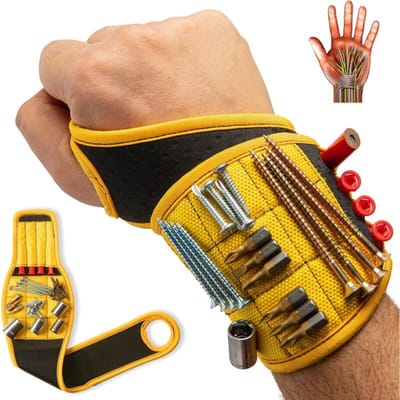 Ynkkvre – armband – magnetische armband met superkrachtige magneten – voor schroeven, spijkers en boren – uniek polsontwerp voor vader, vriend, klusser, elektricien, ondernemer