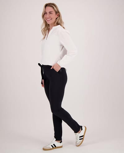 Je m'appelle Travelstof At Work Broek Slim fit Met stretch - Zwart - Maat XS