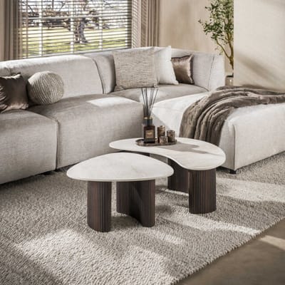 Hoyz Collection - Salontafel Ceramo Organisch - Bruin - 54x88x35 cm