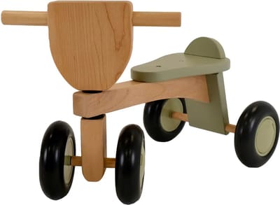 Bandits & Angels Vintage Rider Green Natural Loopfiets Hout vanaf 1 jaar - Voor Jongens en Meisjes - Houten Loop Fiets Groen - Vierwieler - Geluidsarme en Krasvrije Wielen