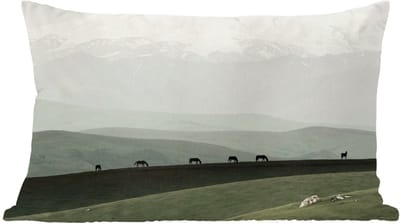 Sierkussens - Kussentjes Woonkamer - 60x40 cm - Grijs - Berg - Paarden