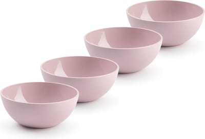 Plasticforte kommetjes/schaaltjes - 4x - dessert/ontbijt - kunststof - D12 x H5 cm - roze - BPA vrij
