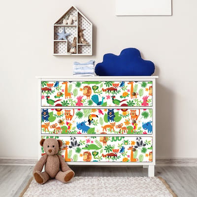Sticker voor kindermeubels met jungledieren, 40 x 60 cm