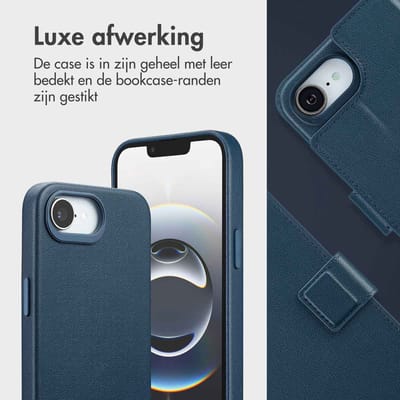 Accezz Hoesje - Geschikt voor Apple iPhone 17e / 16e - Leather Bookcase 2-in-1 geschikt voor MagSafe - Nightfall Blue