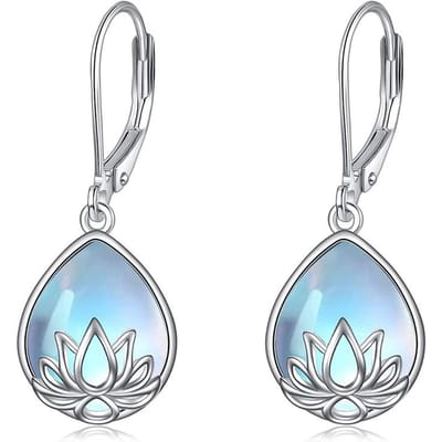 Huitan Lotus Setting Imitatie Opaal Druppel Oorbellen voor Vrouwen Esthetische Bruiloft Verjaardag Feest Vrouwen Oorbellen Mode Sieraden gray