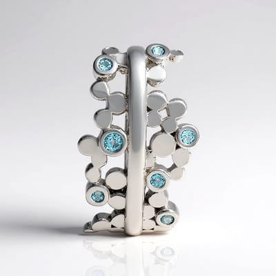 Cavill - Zilveren Hanger - 925 Sterling Zilver - 7 Londen Blauwe Topaas 0,126 ct - Rond Slijpsel - Modern Design - Elegante Dameshanger