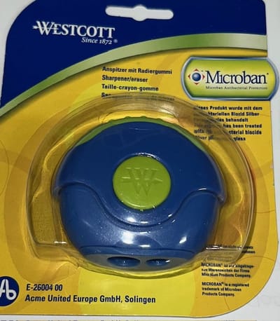 Dubbele Puntenslijper Met Gum - Puntenslijper - Gum - Microban - Blauw Groen