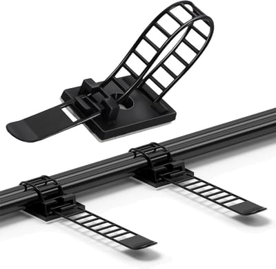 Zelfklevende kabelhouders, 50 stuks kabelclips met 3M lijm voor bureau, kabelorganizer en bevestiging, zwart - Kabelmanagement set voor een opgeruimd bureau