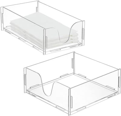 Servettenhouders van transparant acryl (2 sets) - Papieren doos - Voor tafel, keuken, badkamer - Rechthoekig
