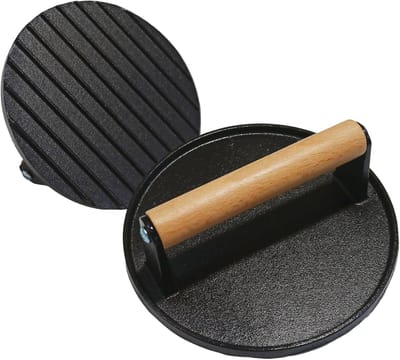 Hamburger Pers - Vleesvermaler Grill - Professioneel Grillen - Voedselveilig Metaal - 18 x 18 x 7 cm - Rond