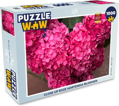 Puzzel Close up roze hortensia bloemen - Legpuzzel - Puzzel 1000 stukjes volwassenen