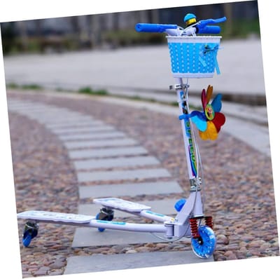 Bloemenmeisjesmand Fietsmand - Gebreide Mand - Fietsdecoratie Kinderen - Met Strik Ontwerp - 3 Stuks M - Blauw