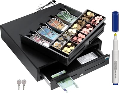 Geldlade Kassasysteem - Professionele Kassa - Winkel Organisatie - Inclusief Geld Pen - 41 x 41 cm - Zwart