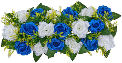 Kunstmatige Bloemenbal Arrangementen, 10 Stuks, 19,6 X 8,6 Inch, Decoratieve Faux Roze Centerpieces voor Bruiloften, Evenementen en Woondecoratie, Blauw en Wit