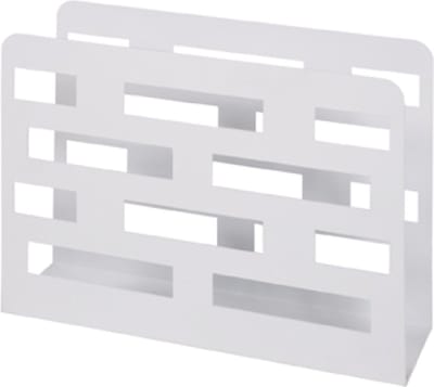 Lectuurbak – Wit metaal – Tijdschriftenbak – 35 cm breed, 10 cm diep, 26 cm hoog
