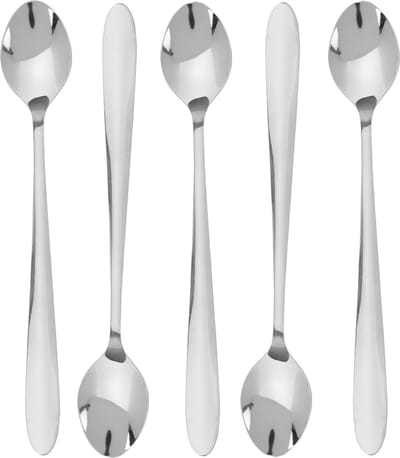 Excellent Houseware lange Koffielepels/theelepels - 5x - RVS - 21 cm - latte macchiato - dessertlepels