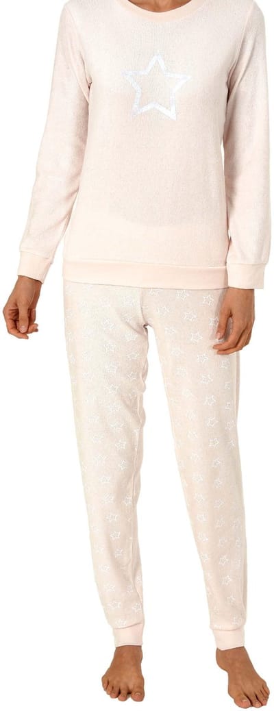 Dames badstof pyjama's met lange mouwen, manchetten en sterretjesoptiek - 291 201 13 942