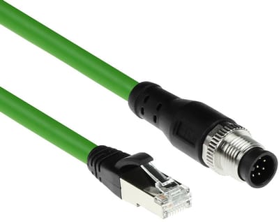 ACT Industrial 1,50 meter Sensor kabel M12A 8-polig male naar RJ45 male, Ultraflex SF/UTP TPE kabel, afgeschermd