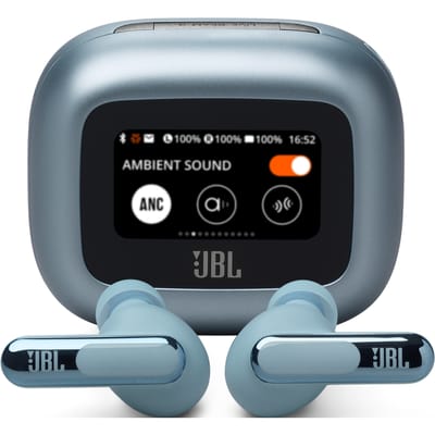JBL Live Beam 3 - Draadloze Noise Cancelling Oordopjes - Oortjes Draadloos - Bluetooth - Stick Design - Smart Charging Case met Display - 48 uur batterij - Blauw