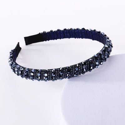 Dikke Haarband voor Vrouwen met Parels en Strass - Sparkling Haaraccessoire in Marineblauw