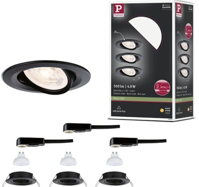 LED-inbouwlamp Nova GU10 Flat draaibaar 3x4,9W 3x550lm 230V 2700K Zwart mat