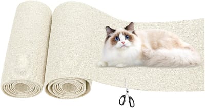 Famanu – Kattenkrabmat 200x40 cm – Zelfklevend tapijt – Doe-het-zelf meubelbeschermer – Grijsblauw