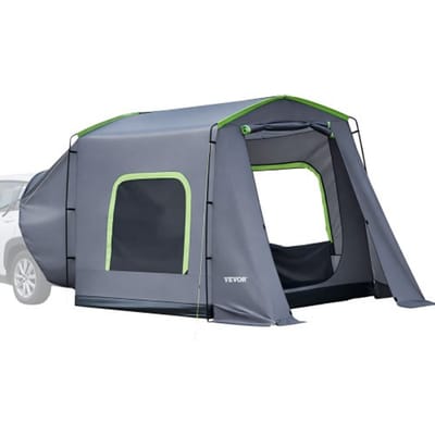 VEVOR Achterkleptent, autotent voor 5-9 personen, 323 x 244 x 220 cm, waterdicht (PU3000 mm) kampeertent met geventileerde deuren en muggennetten, SUV-achterkleptent voor kamperen, wandelen en andere buitenactiviteiten.