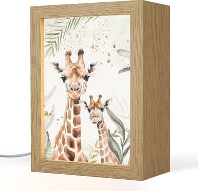 Nachtlampje 15x20 cm - Kinder lampje - Giraffe - Bladeren - Kinderen - Dieren - Jungle - Tafellamp kinderkamer - Slaapkamer lamp - Bedlamp kinderen - Kinderlampje stopcontact - Wandlamp babykamer - Nachtlampjes