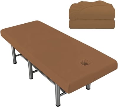 Massage Stoel Stretch Cover Set van 80x190cm, Waterdicht en Vlekbestendig, Wasbare Bescherming voor Schoonheidssalon en Spa, Bruin