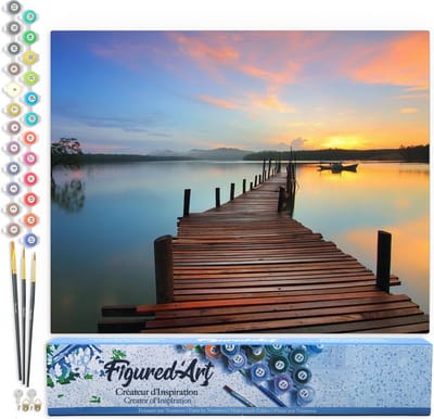 Figured'Art Schilderen op Nummer Volwassenen canvas Pad op het water - Handwerk acrylverf Kit DIY Compleet - 40x50cm zonder frame