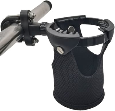 Cuhostki - 1 Stuk - Universele Bekerhouder - Motorfiets bekerhouder - Fiets Bekerhouder - Metaal Bekerhouder (Leer-Design) - Zwart - Model C3 - 360° Klemmen - 0.87-1.25 Inch Stuurpassing