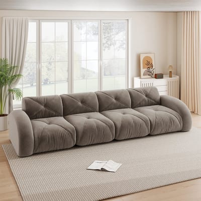 MODENUIT Sofa - Modulaire 4-Zits Bank - Frameloos Ontwerp - Voor Woonkamer En Loungehoek - Chenille Bruin