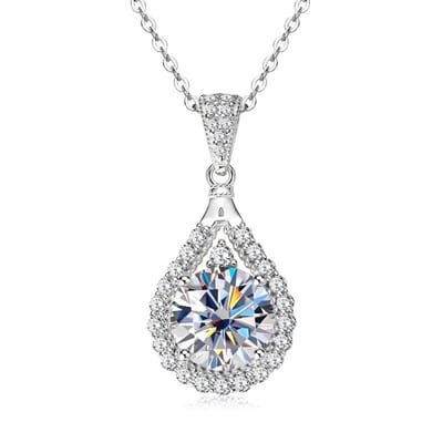 Lumici® Exclusive | Royal Tear Drop – 2.00CT – 8MM Moissanite – GRA Gecertificeerd – VVS1 D Kleur – S925 Witgoud Gerhodineerd – Luxe Druppel Ketting – Voor Haar – Moederdag – Valentijn – Tijdloos Cadeau – Goud & Witgoud