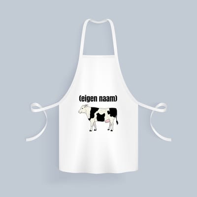 Akyol - koe met eigen naam Keukenschort - Koe - boeren - iemand die houdt van koeien - verjaardag - cadeau - kado - 82 bij 71 cm