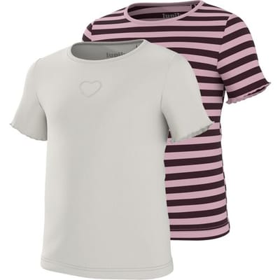LUPILU Set van 2 kinder T-shirts (Strepen/wit, 98/104)
