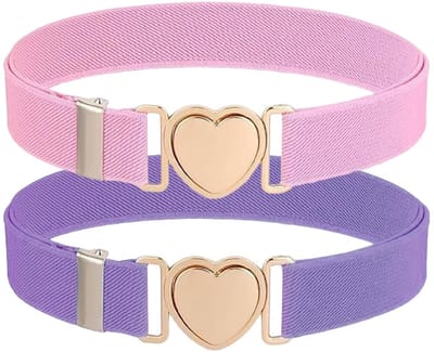Dailygoods- Hartvormige Riem Verstelbaar - Kinderriem Meisje - Elastische Riem - 2 Stuks - Polyester - Geschikt voor Taille 60-80 cm