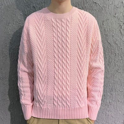 Herfst en Winter Trui Jas Heren Breigoed Liefhebbers Outfit Dikke Draad Gefrituurde Deeg Twist Verdikt Los Koreaans Trui Trend XL 65-77.5kg