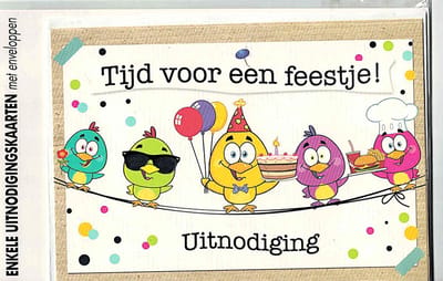 Uitnodigingskaarten - kinderfeestje - kom je op mijn feestje - ik geef een feestje - set van 5 - verjaardagsfeestje - uitnodiging